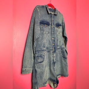 Good American Denim Jumpsuit Shorts w Long-Sleeves | Size 3X/6